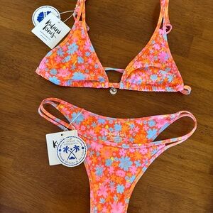 Kulani Kinis Orange and Pink Floral Bikini